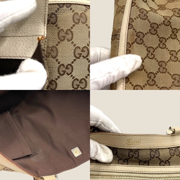 ✨SOLD✨Authentic Gucci GG Canvas Abbey Pocket Tote with Beige/Cream Leather Trim - Picture 11 of 13